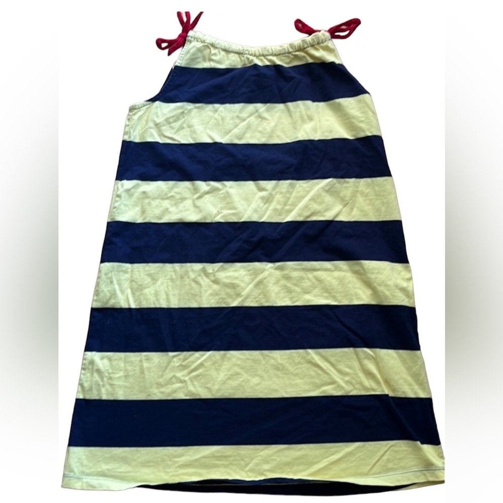 Hanna Andersson striped dress blue yellow sleeveless cotton size 150